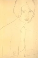 Borstbeeld van een naakt meisje naar rechts